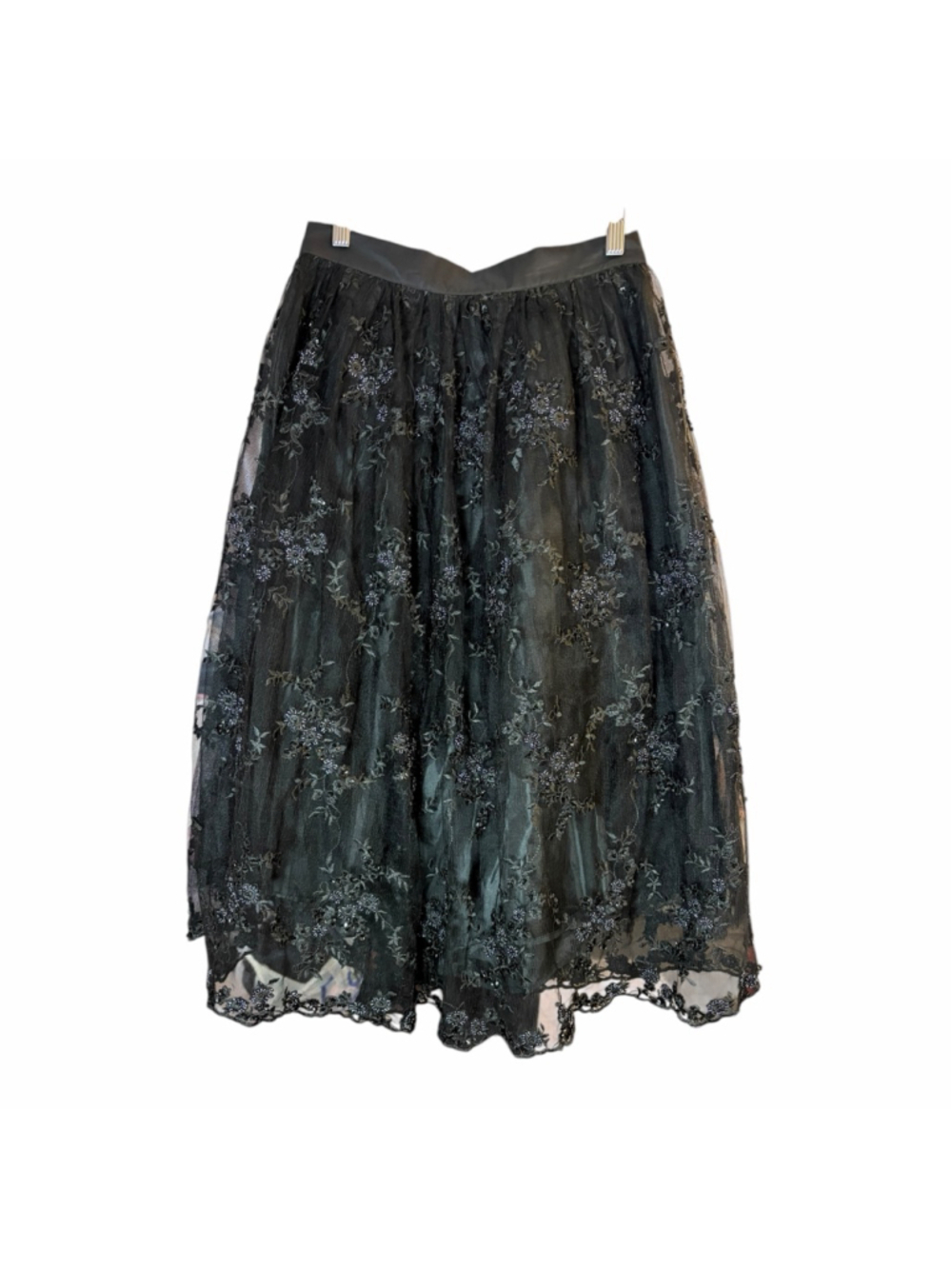 Alexandra Grecco Anthropologie Sz 6 Black Tulle Beaded Embroidered Skirt Tulle - Picture 2 of 9